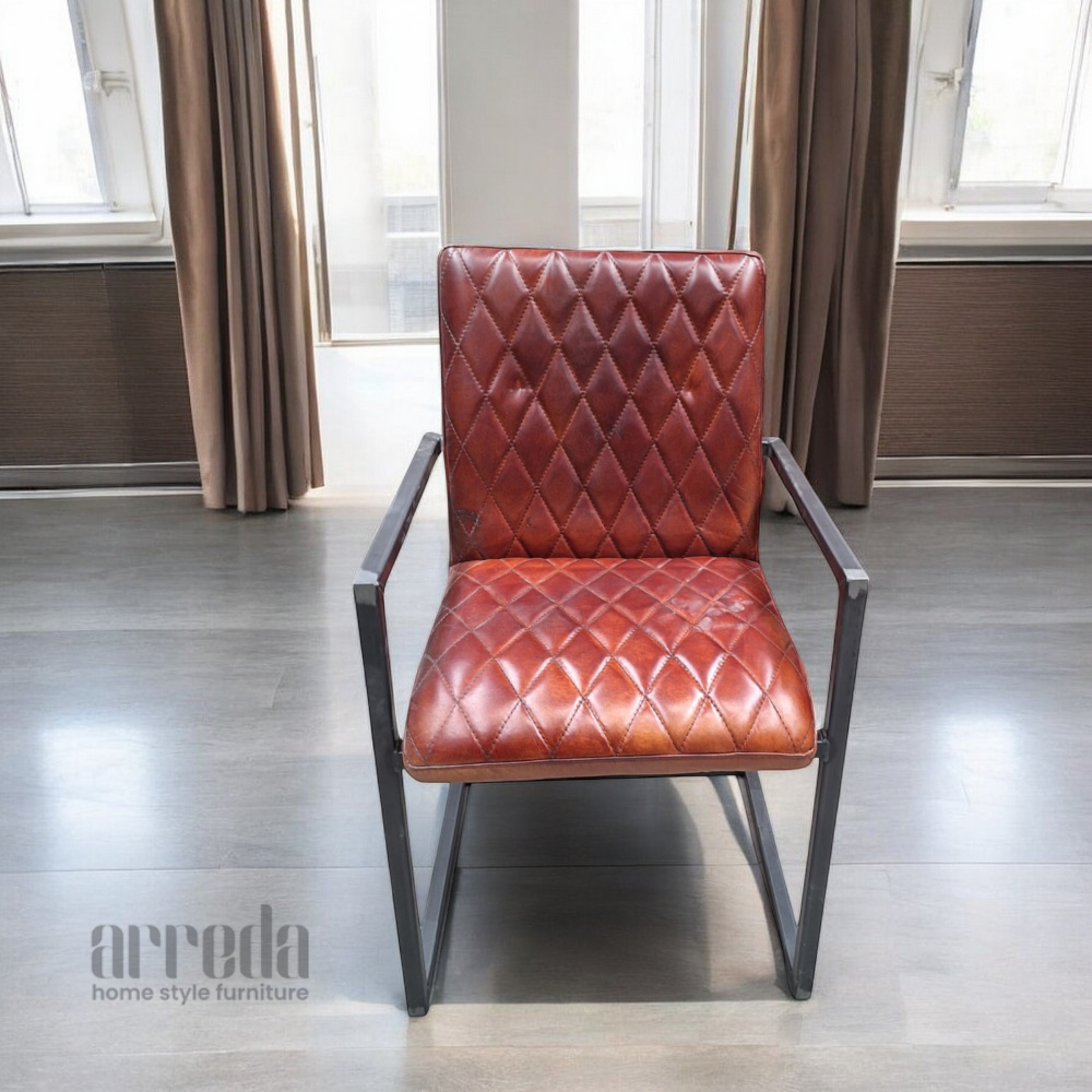 Scaun de piele naturală mary piele industrial cognac - ARREDA.ro
