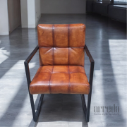 Scaun de piele naturală olli piele industrial cognac
