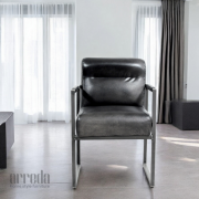 Scaun de piele naturală vegas piele industrial black