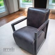 Fotoliu din piele naturală dixie piele industrial dark brown