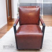 Fotoliu din piele naturală moco piele industrial dark cognac