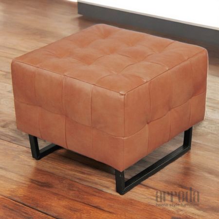 Taburet din piele natruală rocker piele industrial brown