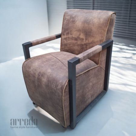 Fotoliu din piele naturală moco piele industrial tabaco