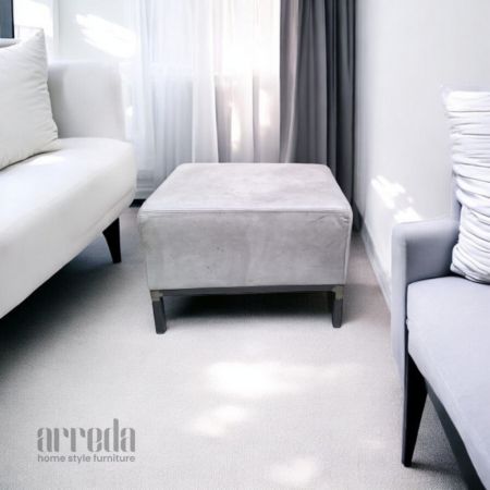 Taburet din piele naturală como piele industrial vintage grey
