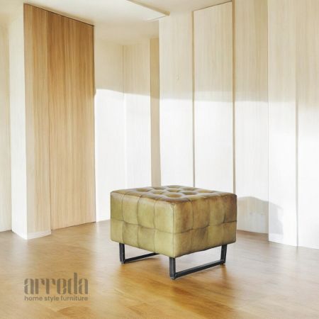 Taburet din piele naturală rock piele industrial lite brown
