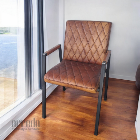 Scaun de piele naturală mary piele industrial cognac