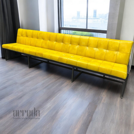 Banchetă piele naturală olli 306 cm piele industrial lime