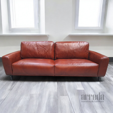 Canapea de piele naturală air 3 locuri piele industrial cognac
