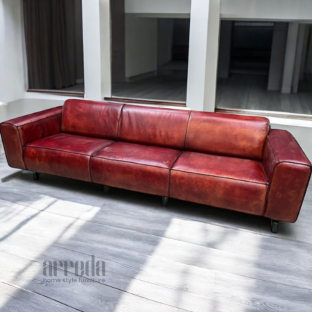 Canapea de piele naturală fokker 3,5 locuri piele industrial light cognac