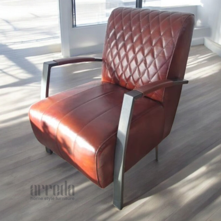 Fotoliu de piele naturală mary piele industrial cognac