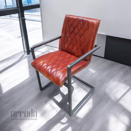 Scaun de piele naturală bob piele industrial cognac