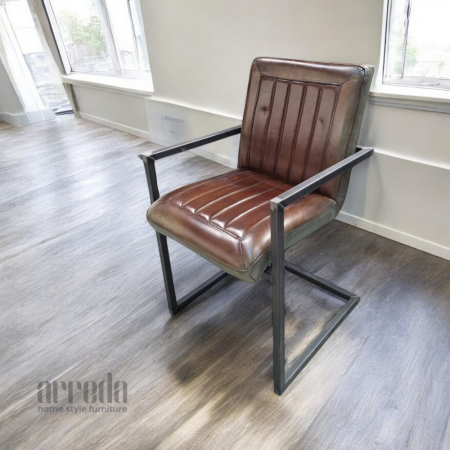 Scaun de piele naturală laura piele industrial dark brown