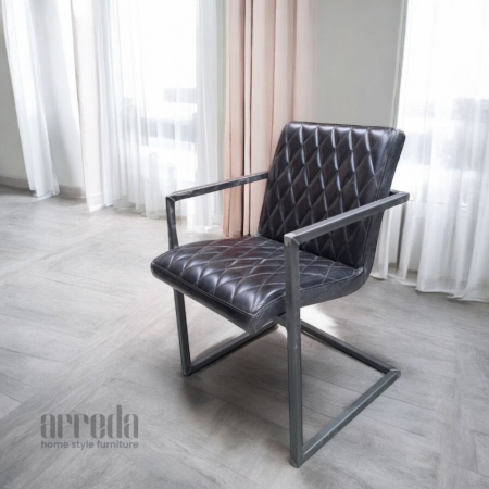 Scaun de piele naturală mary piele industrial black