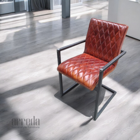Scaun de piele naturală mary piele industrial cognac dark