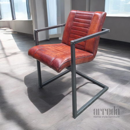 Scaun de piele naturală melf piele industrial cognac