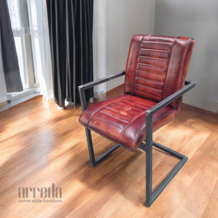 Scaun de piele naturală melf piele industrial cognac