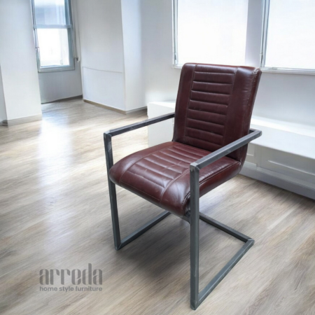 Scaun de piele naturală melf piele industrial  tabaco