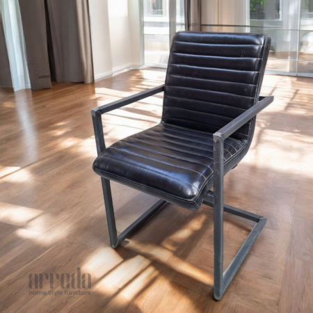 Scaun de piele naturală sabina piele industrial black