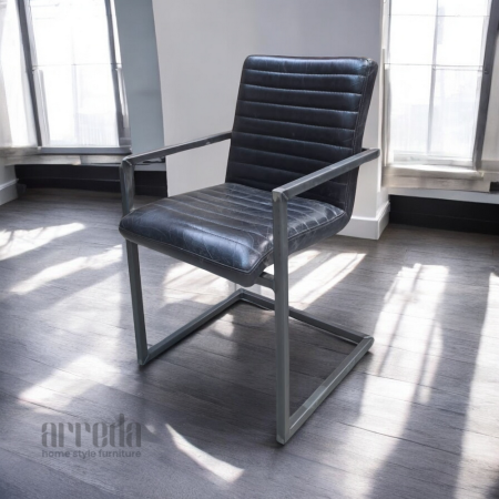 Scaun de piele naturală sabina piele industrial black