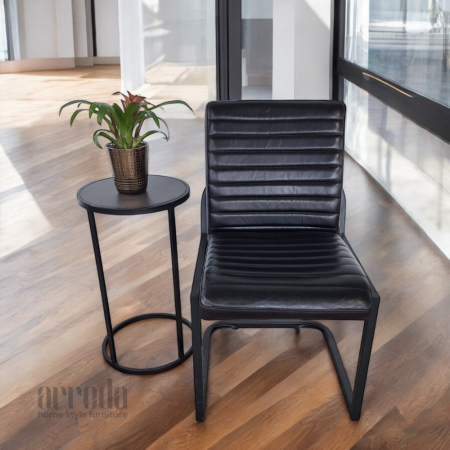 Scaun de piele naturală sabina piele industrial black