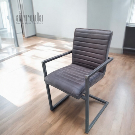 Scaun de piele naturală sabina piele industrial black