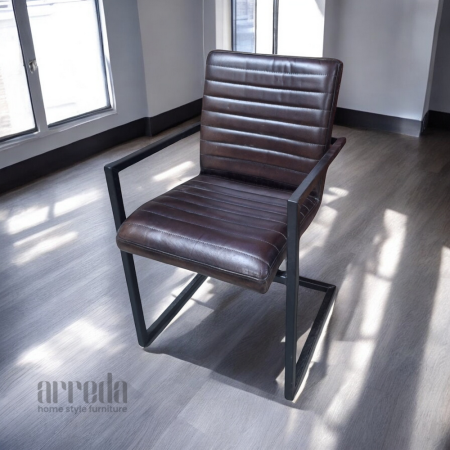 Scaun de piele naturală sabina piele industrial tabaco