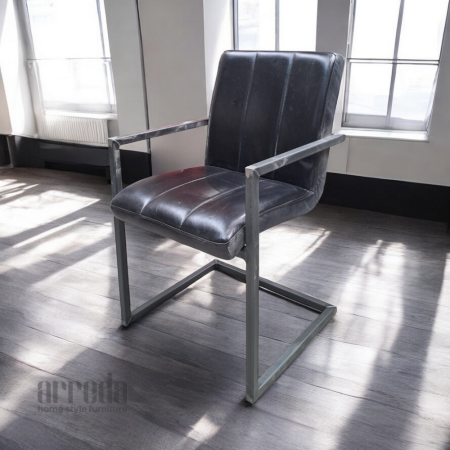Scaun de piele naturală safira piele industrial black
