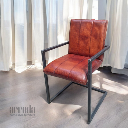 Scaun de piele naturală safira piele industrial cognac