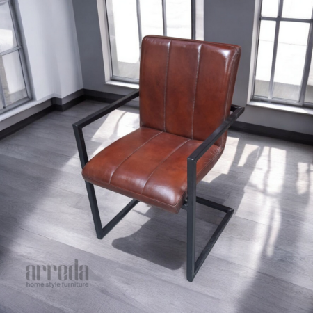 Scaun de piele naturală safira piele industrial cognac