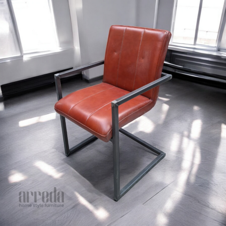 Scaun de piele naturală safira piele industrial  cognac
