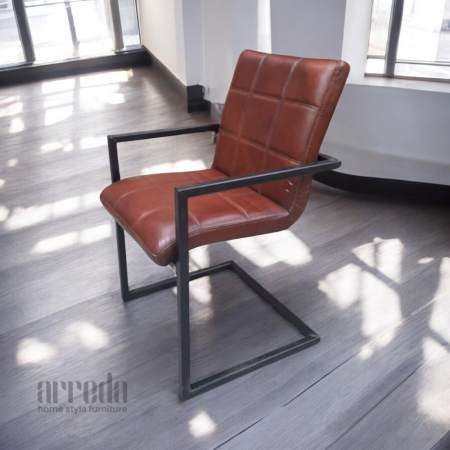 Scaun de piele naturală sill industrial cognac