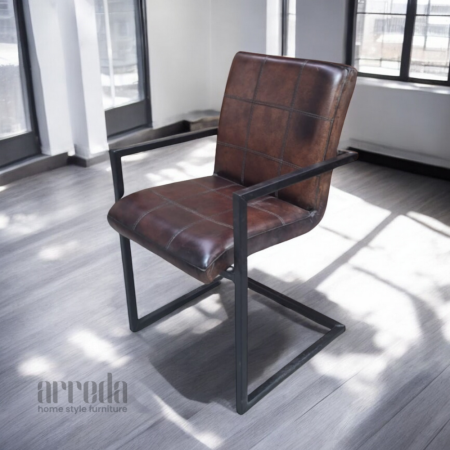 Scaun de piele naturală sill piele industrial tabaco