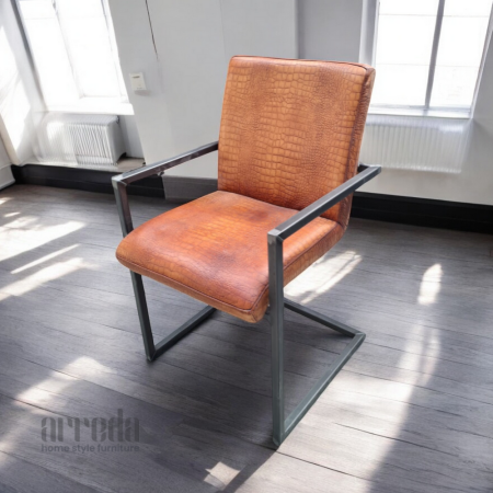 Scaun de piele naturală soem piele cocodril light brown