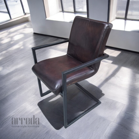 Scaun de piele naturală soem piele industrial tabaco dark