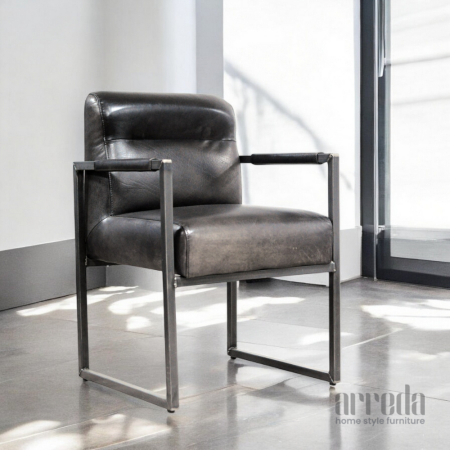 Scaun de piele naturală vegas piele industrial black
