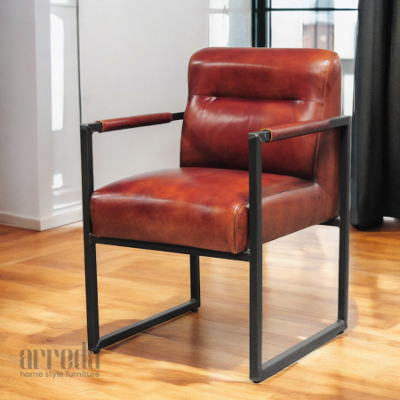 Scaun de piele naturală vegas piele industrial cognac