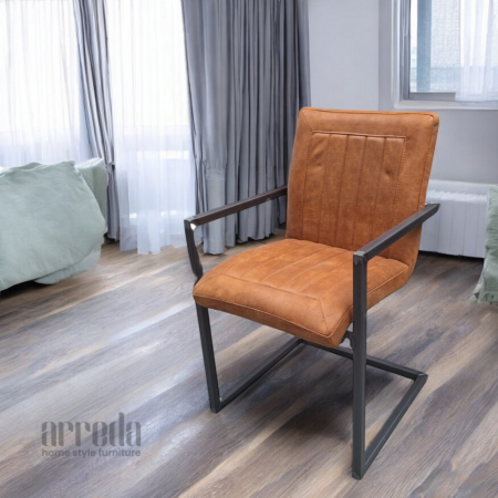 Scaun de piele regenerată laura piele bull cognac