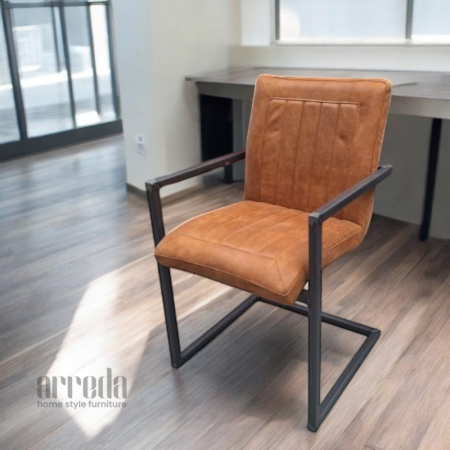 Scaun de piele regenerată laura piele cognac