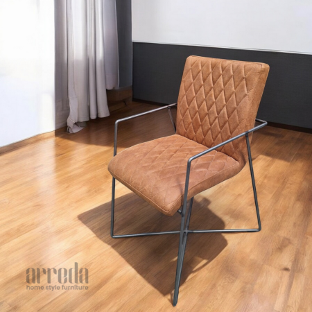 Scaun de piele regenerată mary bul cognac