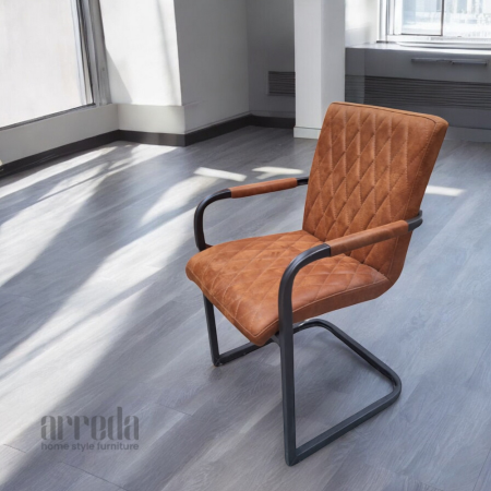 Scaun de piele regenerată mary piele bull cognac