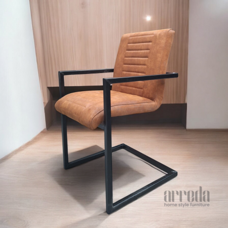 Scaun de piele regenerată  melf piele bull cognac