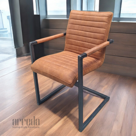 Scaun de piele regenerată sabina bul cognac