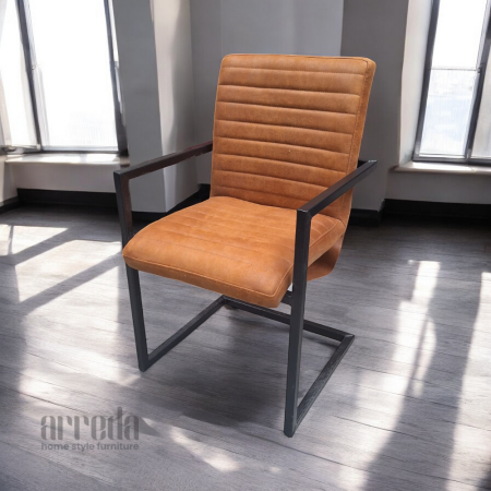 Scaun de piele regenerată sabina piele bull cognac