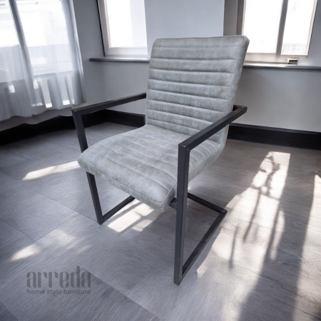 Scaun de piele regenerată sabina piele bull grey