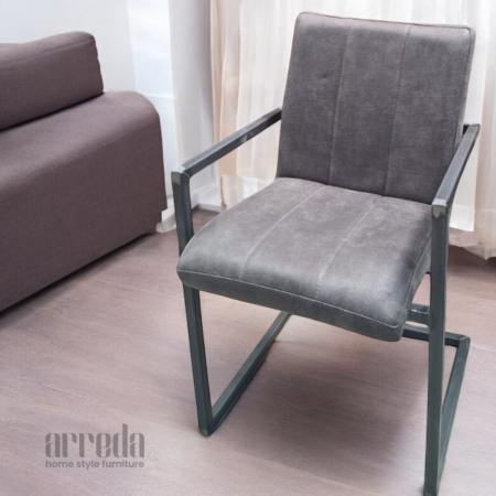 Scaun de piele regenerată safira bul antracit