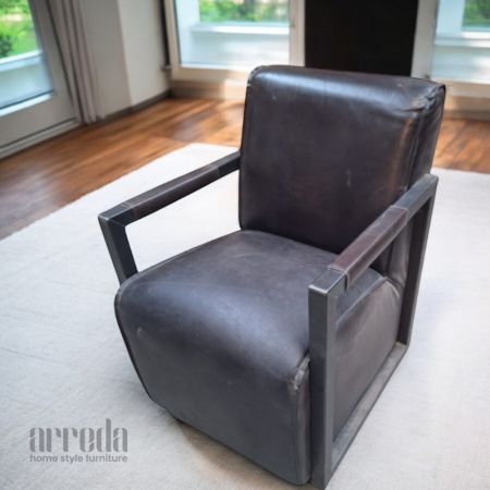 Fotoliu din piele naturală dixie piele industrial dark brown