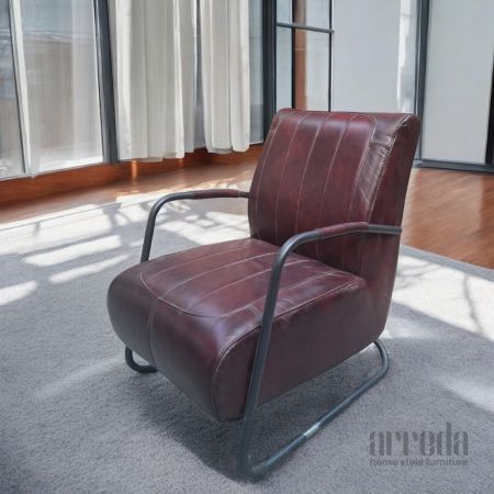 Fotoliu din piele naturală guuz-man piele industrial tabaco