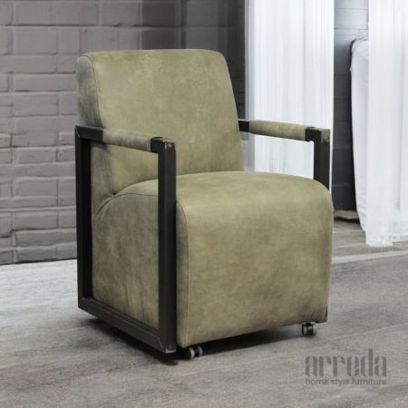 Fotoliu din piele naturală moco piele africa army green