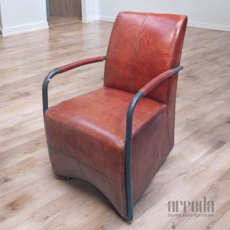Fotoliu din piele naturală zoe piele industrial cognac