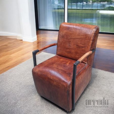 Fotoliu din piele naturală fatboy piele industrial cognac